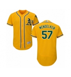 Men's Oakland Athletics #57 J.B. Wendelken Gold Alternate Flex Base Authentic Collection Baseball Player Jersey