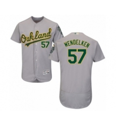 Men's Oakland Athletics #57 J.B. Wendelken Grey Road Flex Base Authentic Collection Baseball Player Jersey