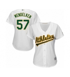 Women's Oakland Athletics #57 J.B. Wendelken Authentic White Home Cool Base Baseball Player Jersey