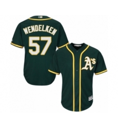 Youth Oakland Athletics #57 J.B. Wendelken Authentic Green Alternate 1 Cool Base Baseball Player Jersey