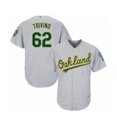 Youth Oakland Athletics #62 Lou Trivino Authentic Grey Road Cool Base Baseball Player Jersey