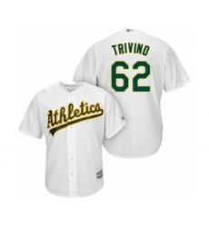 Youth Oakland Athletics #62 Lou Trivino Authentic White Home Cool Base Baseball Player Jersey