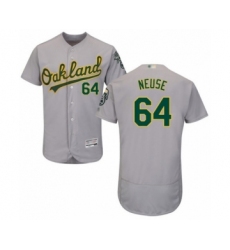 Men's Oakland Athletics #64 Sheldon Neuse Grey Road Flex Base Authentic Collection Baseball Player Jersey