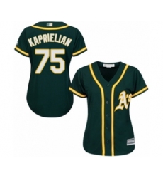 Women's Oakland Athletics #75 James Kaprielian Authentic Green Alternate 1 Cool Base Baseball Player Jersey