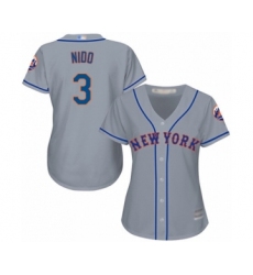 Women's New York Mets #3 Tomas Nido Authentic Grey Road Cool Base Baseball Player Jersey