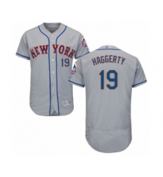 Men's New York Mets #19 Sam Haggerty Grey Road Flex Base Authentic Collection Baseball Player Jersey