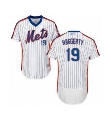 Men's New York Mets #19 Sam Haggerty White Alternate Flex Base Authentic Collection Baseball Player Jersey
