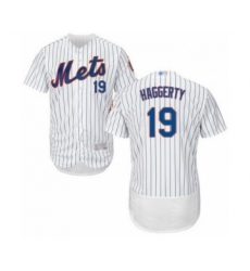 Men's New York Mets #19 Sam Haggerty White Home Flex Base Authentic Collection Baseball Player Jersey