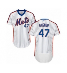 Men's New York Mets #47 Drew Gagnon White Alternate Flex Base Authentic Collection Baseball Player Jersey