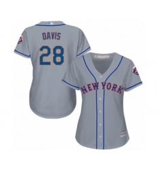 Women's New York Mets #28 J.D. Davis Authentic Grey Road Cool Base Baseball Player Jersey
