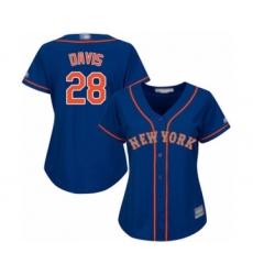Women's New York Mets #28 J.D. Davis Authentic Royal Blue Alternate Road Cool Base Baseball Player Jersey
