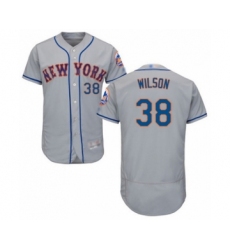 Men's New York Mets #38 Justin Wilson Grey Road Flex Base Authentic Collection Baseball Player Jersey