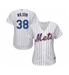 Women's New York Mets #38 Justin Wilson Authentic White Home Cool Base Baseball Player Jersey