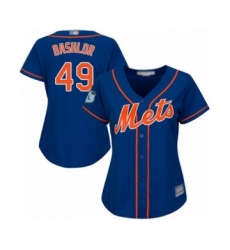 Women's New York Mets #49 Tyler Bashlor Authentic Royal Blue Alternate Home Cool Base Baseball Player Jersey