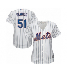 Women's New York Mets #51 Paul Sewald Authentic White Home Cool Base Baseball Player Jersey