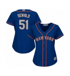 Women's New York Mets #51 Paul Sewald Replica Royal Blue Alternate Road Cool Base Baseball Player Jersey
