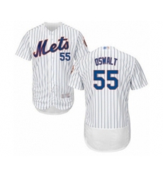 Men's New York Mets #55 Corey Oswalt White Home Flex Base Authentic Collection Baseball Player Jersey