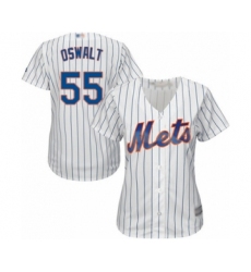 Women's New York Mets #55 Corey Oswalt Authentic White Home Cool Base Baseball Player Jersey