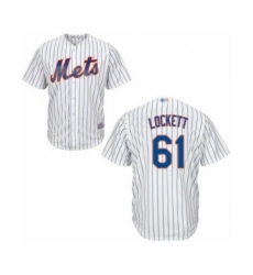Youth New York Mets #61 Walker Lockett Authentic White Home Cool Base Baseball Player Jersey