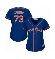 Women's New York Mets #73 Daniel Zamora Authentic Royal Blue Alternate Road Cool Base Baseball Player Jersey