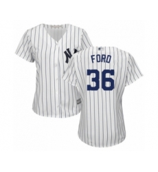 Women's New York Yankees #36 Mike Ford Authentic White Home Baseball Player Jersey