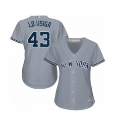 Women's New York Yankees #43 Jonathan Loaisiga Authentic Grey Road Baseball Player Jersey
