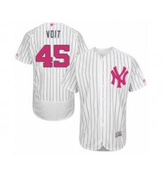 Men's New York Yankees #45 Luke Voit Authentic White 2016 Mother's Day Fashion Flex Base Baseball Player Jersey