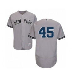 Men's New York Yankees #45 Luke Voit Grey Road Flex Base Authentic Collection Baseball Player Jersey
