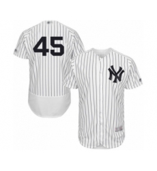Men's New York Yankees #45 Luke Voit White Home Flex Base Authentic Collection Baseball Player Jersey