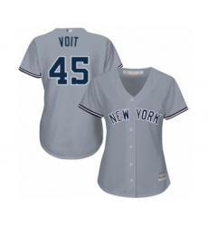 Women's New York Yankees #45 Luke Voit Authentic Grey Road Baseball Player Jersey