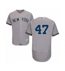 Men's New York Yankees #47 Jordan Montgomery Grey Road Flex Base Authentic Collection Baseball Player Jersey