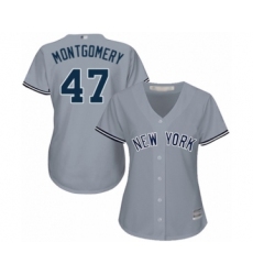 Women's New York Yankees #47 Jordan Montgomery Authentic Grey Road Baseball Player Jersey