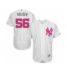 Men's New York Yankees #56 Jonathan Holder Authentic White 2016 Mother's Day Fashion Flex Base Baseball Player Jersey