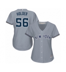Women's New York Yankees #56 Jonathan Holder Authentic Grey Road Baseball Player Jersey