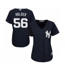 Women's New York Yankees #56 Jonathan Holder Authentic Navy Blue Alternate Baseball Player Jersey