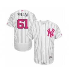 Men's New York Yankees #61 Ben Heller Authentic White 2016 Mother's Day Fashion Flex Base Baseball Player Jersey