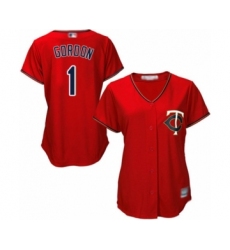 Women's Minnesota Twins #1 Nick Gordon Authentic Scarlet Alternate Cool Base Baseball Player Jersey