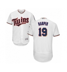 Men's Minnesota Twins #19 Ryne Harper White Home Flex Base Authentic Collection Baseball Player Jersey