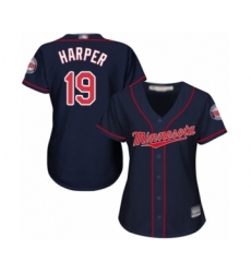 Women's Minnesota Twins #19 Ryne Harper Authentic Navy Blue Alternate Road Cool Base Baseball Player Jersey