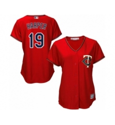 Women's Minnesota Twins #19 Ryne Harper Authentic Scarlet Alternate Cool Base Baseball Player Jersey