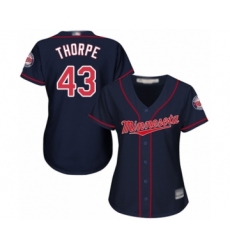 Women's Minnesota Twins #43 Lewis Thorpe Authentic Navy Blue Alternate Road Cool Base Baseball Player Jersey