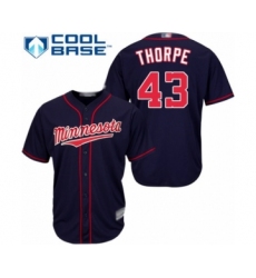 Youth Minnesota Twins #43 Lewis Thorpe Authentic Navy Blue Alternate Road Cool Base Baseball Player Jersey