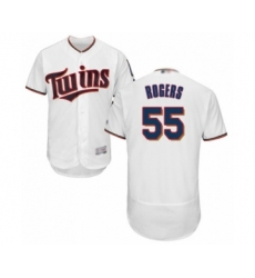 Men's Minnesota Twins #55 Taylor Rogers White Home Flex Base Authentic Collection Baseball Player Jersey