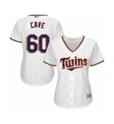 Women's Minnesota Twins #60 Jake Cave Authentic White Home Cool Base Baseball Player Jersey