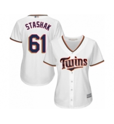 Women's Minnesota Twins #61 Cody Stashak Authentic White Home Cool Base Baseball Player Jersey