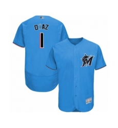 Men's Miami Marlins #1 Isan Diaz Blue Alternate Flex Base Authentic Collection Baseball Player Jersey