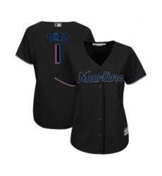 Women's Miami Marlins #1 Isan Diaz Authentic Black Alternate 2 Cool Base Baseball Player Jersey