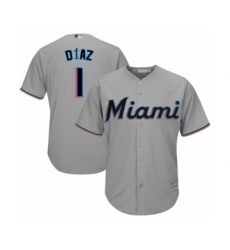 Youth Miami Marlins #1 Isan Diaz Authentic Grey Road Cool Base Baseball Player Jersey