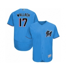 Men's Miami Marlins #17 Chad Wallach Blue Alternate Flex Base Authentic Collection Baseball Player Jersey
