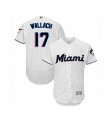 Men's Miami Marlins #17 Chad Wallach White Home Flex Base Authentic Collection Baseball Player Jersey